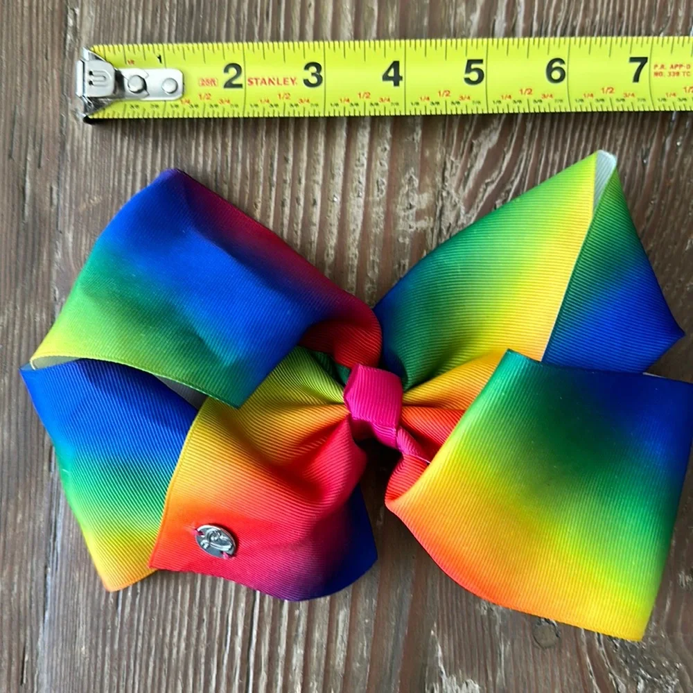 New Jojo Siwa tie dye rainbow hair clip Bows 7”